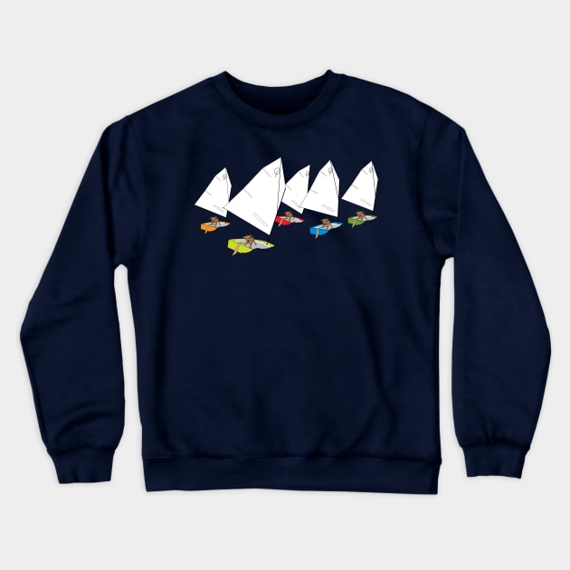 Dogs Racing Optimist Sailing Dingies Crewneck Sweatshirt by CHBB